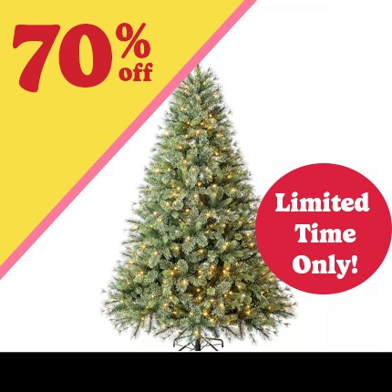 A Christmas tree with lights