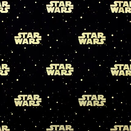 yellow star wars logo on black starry background