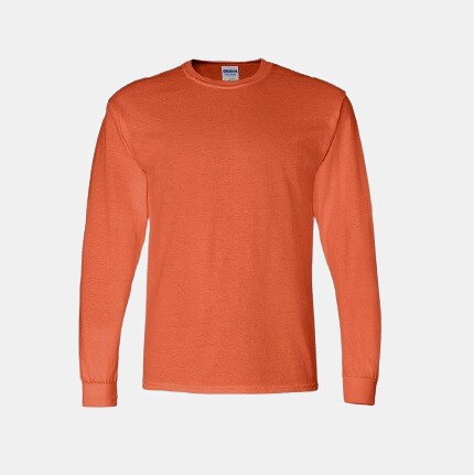 orange long-sleeved t-shirt