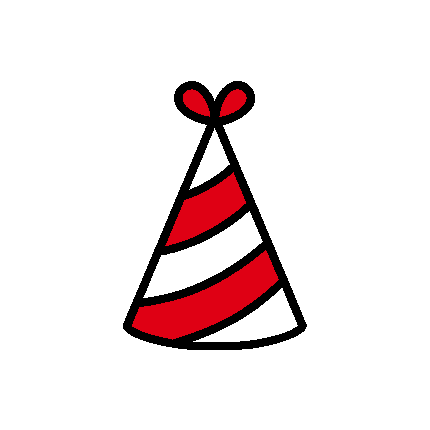 black line icon of party hat