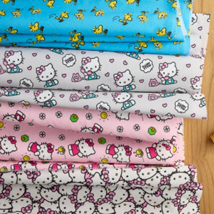 magenta hello kitty printed fabric