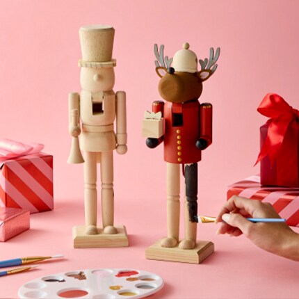 Christmas crafting painting wooden nutcrackers