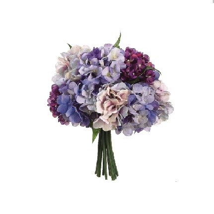 bouquet of hydrangeas in purple tones