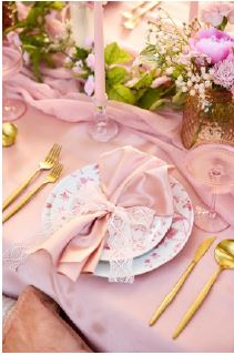 coquette table scape with floral and candles