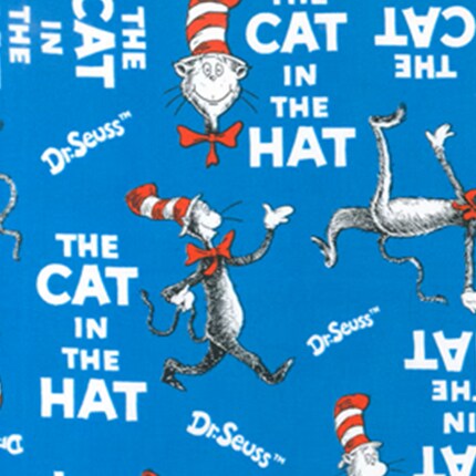 cat in the hat themed fabric swatch