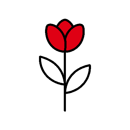 black line icon of a flower