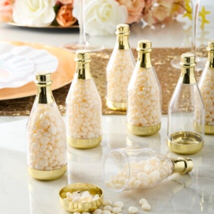 Party favor candy holder wine bottles in gold