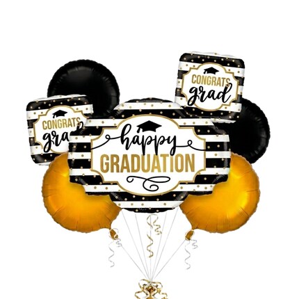 Graduation themed inflated balloons