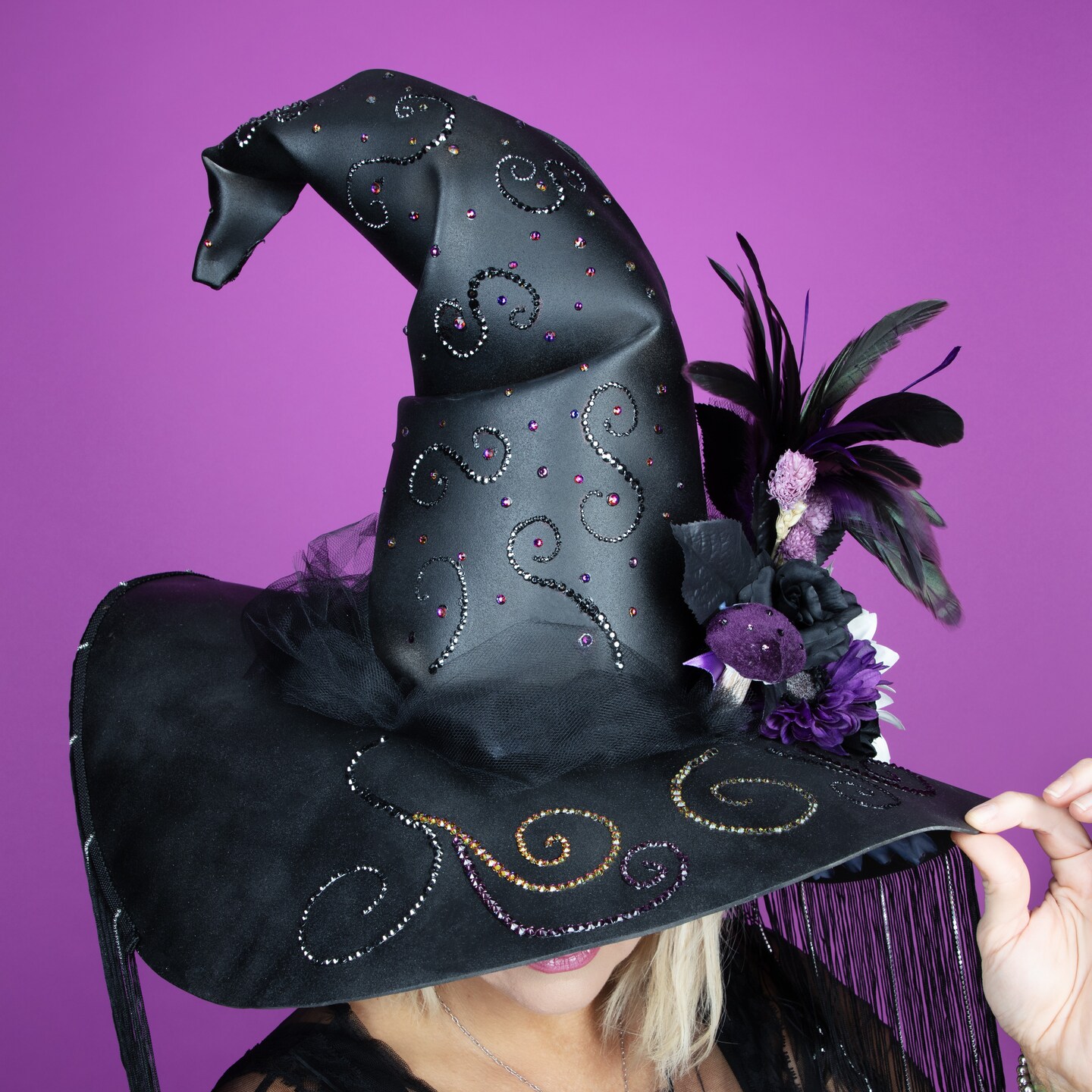 witch hat decorated with rhinestones