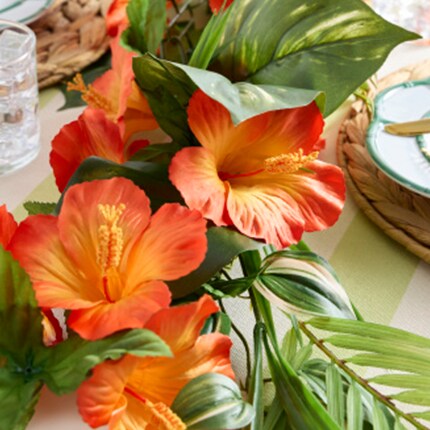 Summer floral garland in orange blooms