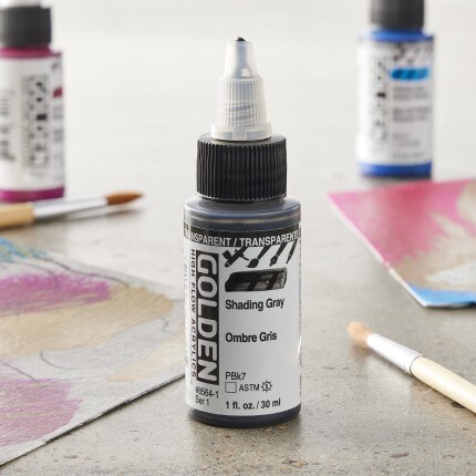 Blue, black and green Liquitex ink