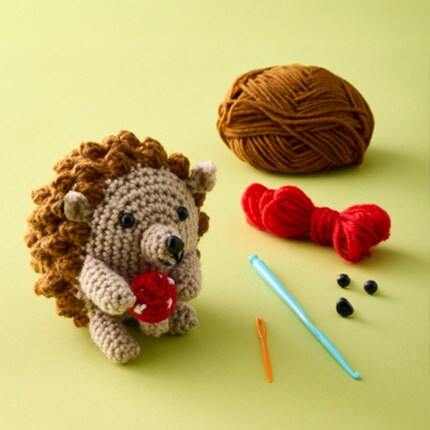 A crocheted hedgedog