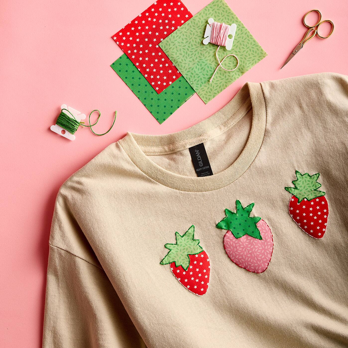 Applique Strawberries on a tshirt