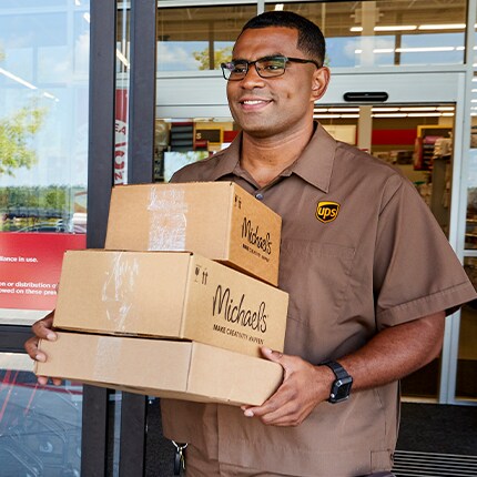 UPS guy delivering packages
