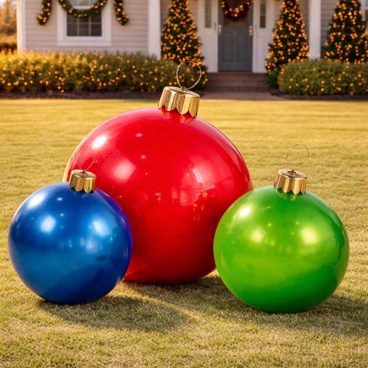 inflatable ornaments in yard