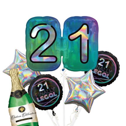 21st milestone birthday balloon bundled filled with helium