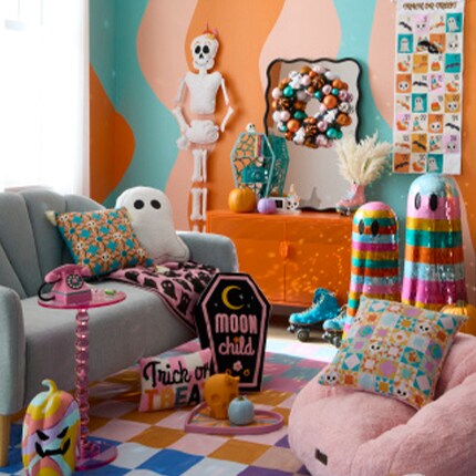 Halloween decor in bright colors 