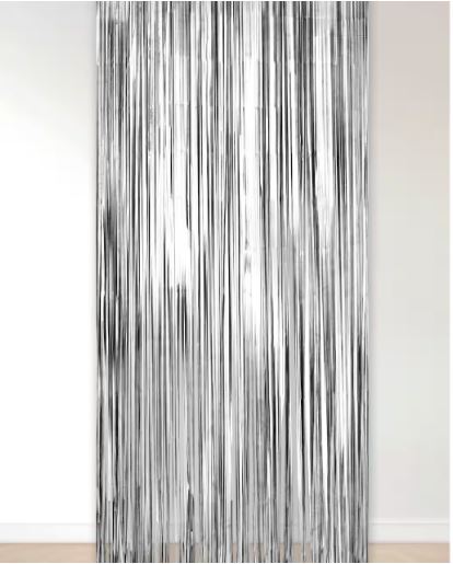 silver foil curtain backdrop