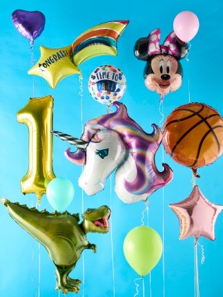 assorted mylar helium-filled balloons