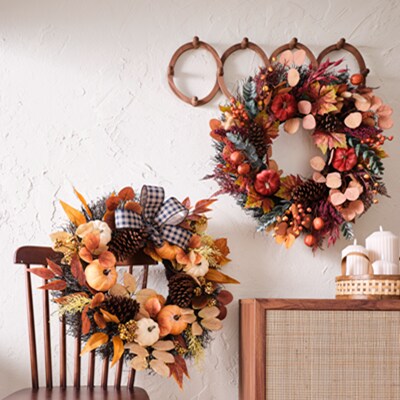 A wreath on a chair