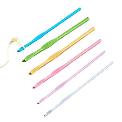 six crochet hooks