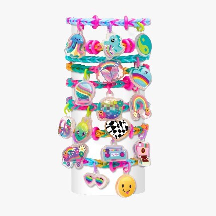 Rainbow loom bracelets stacked