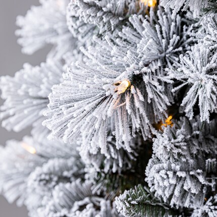 Close up of a flocked tree 