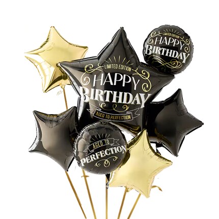 pink heart, gold star, and pink elephant baby girl balloons