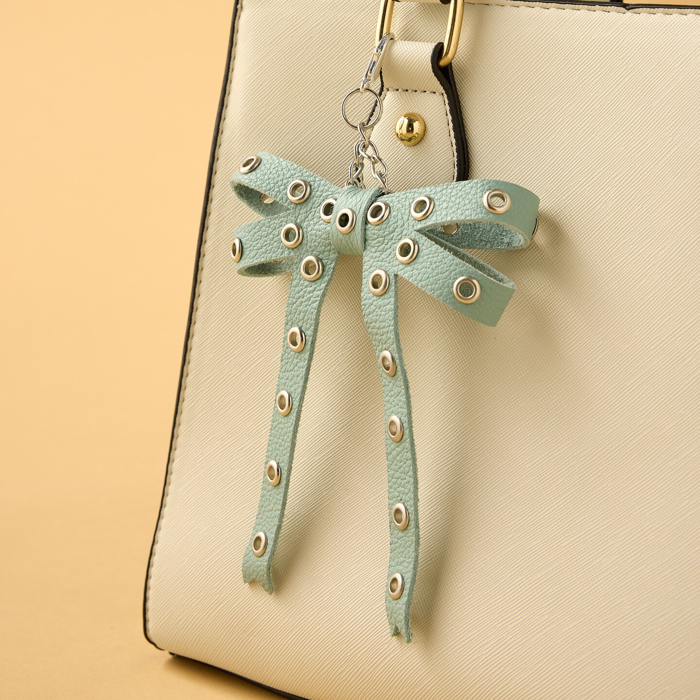 leather bow bag charm project