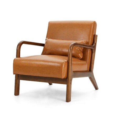 brown leather accent chair