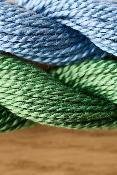 skeins of blue and green floss