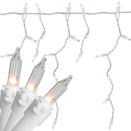 warm white hanging icicle lights