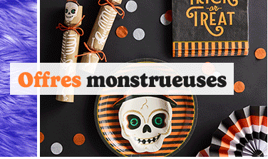 Monster Deals copy on black pumpkin backgroun and pink and orange pumpkin decorations