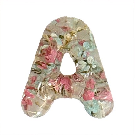 Resin letter A with flowers inside