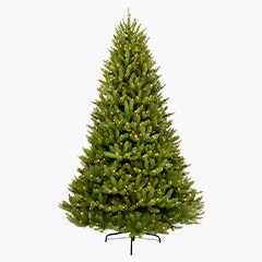 green artificial Christmas tree with white lights