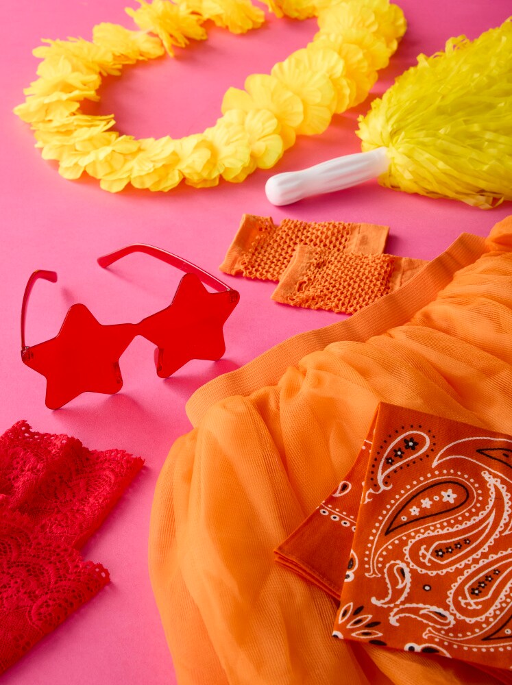 yellow red and orange party accessories