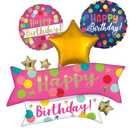 Pink Confetti Party Birthday Balloon Bundle