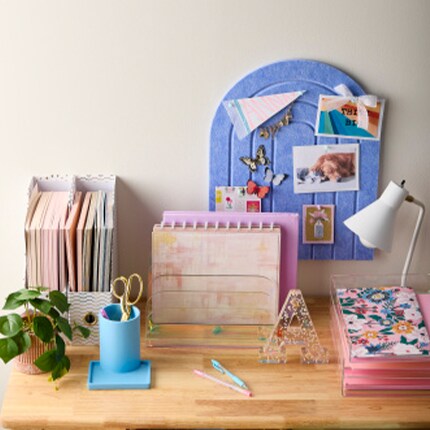 Organization baskets on a wall in cold mesh