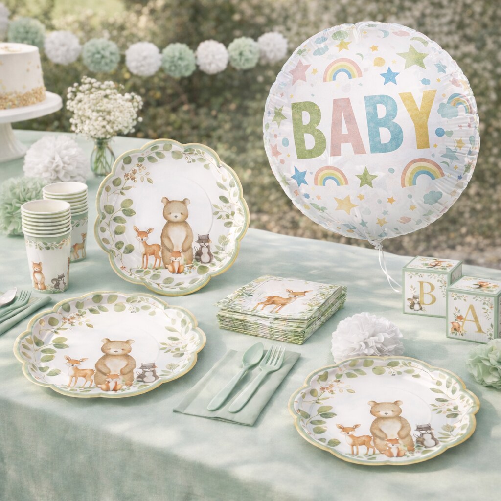 woodland baby shower party kit