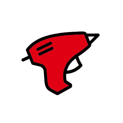 black line icon of glue gun