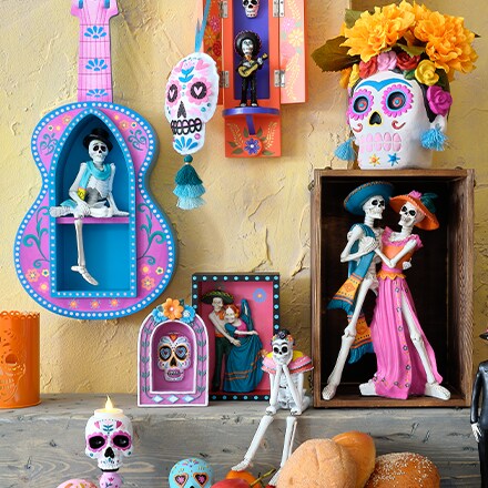 Day of the dead decorations in bright colors