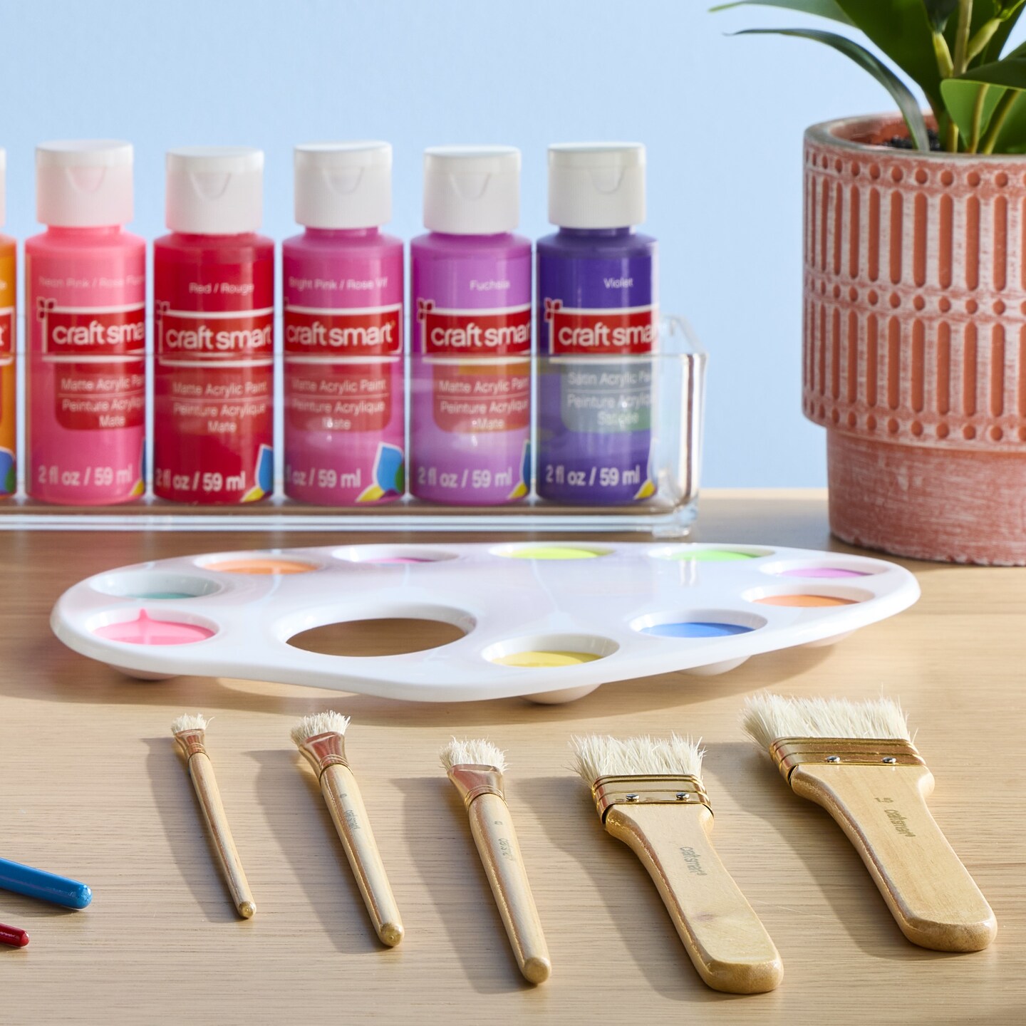 brushes with craft paint