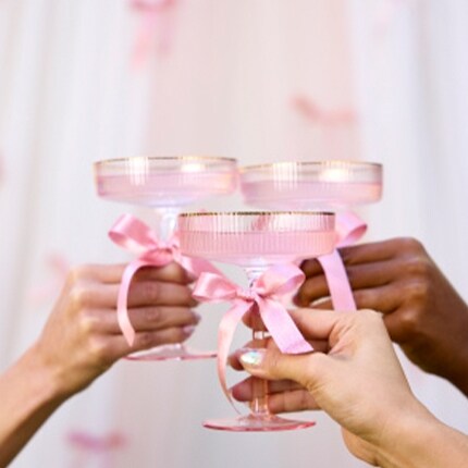 Champagne glasses toasting for Bridal shower