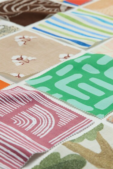 fabric swatches in assorted patterns
