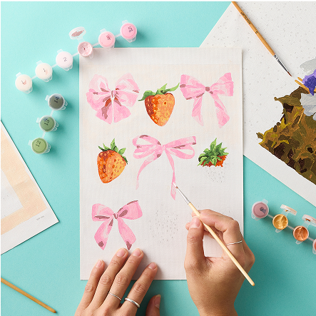 Paint by number strawberries and bows