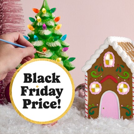 Ceramic tree and ginger bread house