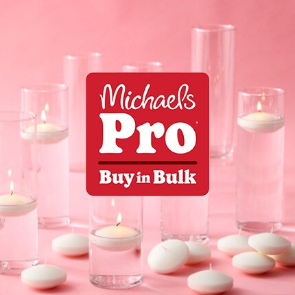 michaels pro buy in bulk logo over candles 