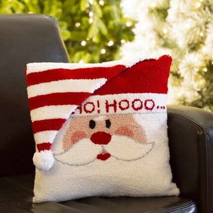 Christmas Pillows: square pillow in the shape of a santa