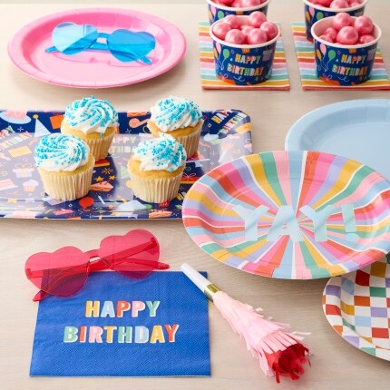 assorted birthday tableware