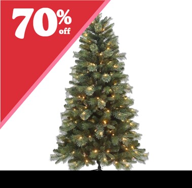 A Christmas tree with lights